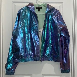 Iridescent rain jacket